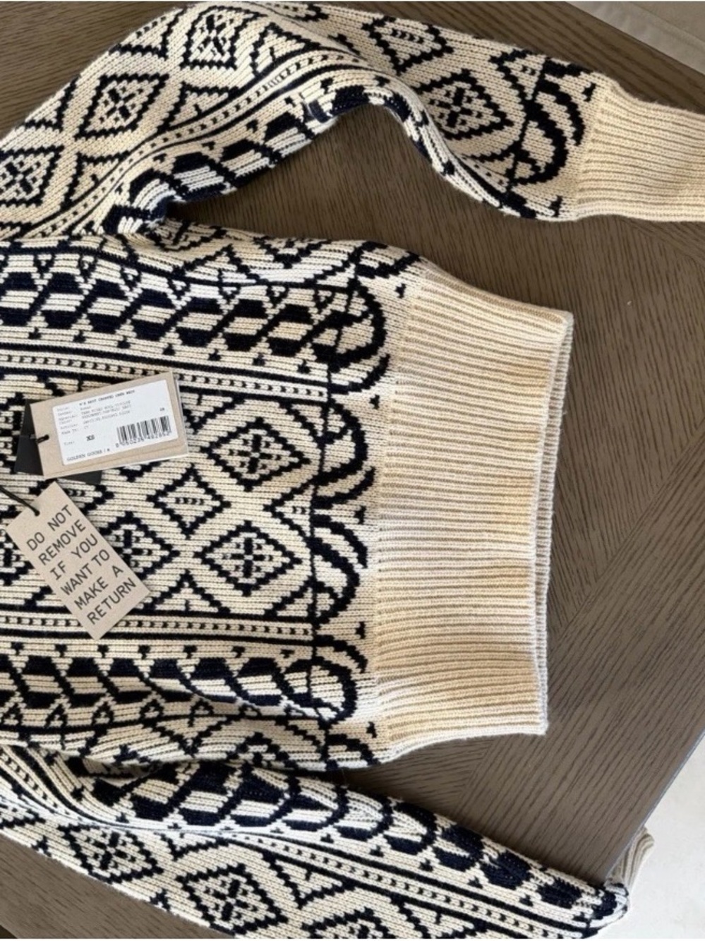 Golden Goose Cream & Black Geometric Crewneck Sweater - Picture 3 of 7